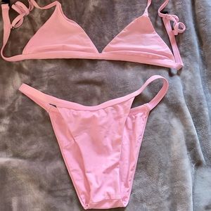 Pink Cupshe Cheeky High Cut Triangle Bikini